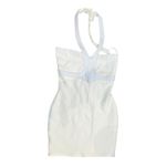 Sky Shira White Halter Bodycon Mini Dress leather trim size Large NWT Photo 1
