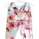 Forever 21 Light Blue Tropical Floral Print Active Wear Bra Legging Set Womens Photo 1