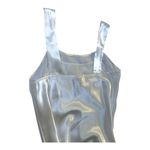 Womens medium White Satin Coquette Mini Slip Dress Pink Embroidered Flowers​ Photo 9