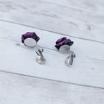 Vintage Clip On Earrings Purple Fabric Rose 5/8" Photo 5
