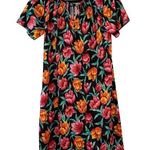 ma*rs Village Fair Vintage Black & Floral Silky Moo Moo Roper Kaftan Photo 0