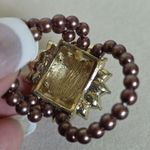 Rhinestone Sunflower Stretch Ring Gold Photo 5