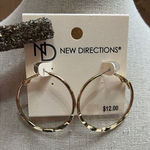 NWT New Direction Slightly Twisted‎ / Hammered Gold Casual Hoop Earrings Photo 0