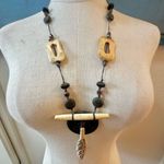 Bone beaded chinese coin pendant vintage estate necklace Photo 1