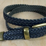 Capezio Blue Woven Braided Womens  Leather Belt Brass Hardware Bohemian M/L Photo 0