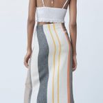 ZARA Fringe Striped Midi Skirt Photo 6