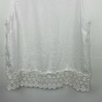 Marina Luna Linen White Crochet Trim Sleeveless Top size Medium Photo 2