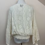 Anthropologie  Vineet Bahl Iona Peasant Top Cream Lace Crochet M Photo 2