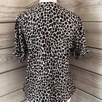 Vintage Animal Print Short Sleeve Sweater Top Tan Size M Photo 4