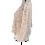 American Eagle  Large Crop Top Crochet Mesh Sheer 3/4 Sleeve Stretch Rear Button Photo 6