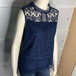 Laundry by Shelli Segal Los Angeles Top Sleeveless Crochet Blue Size Medium Photo 1