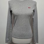Levi's Long Sleeve Baby T-Shirt Gray Crew Neck Red Logo Casual Top Medium Neutral Photo 1