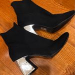 Forever 21 Knit Stretch Sock Slip on POINTED-TOE metallic heels ANKLE BOOTS 8 Photo 2