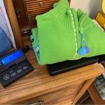 Quacker Factory VTG  Zip Up Sweater Woman’s Size Medium Bright Green Snowflake Photo 13