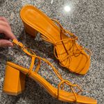 Billini Orange Chunky Strap Heels Size 8 Photo 0