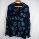 Sarah Spencer Lambswool Knit Swirl Artsy Cardigan Sweater Black Blue Size 2X Photo 8