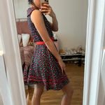 Bettie page Retro stretch chambray cherry print circle dress with original belt Photo 3