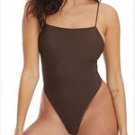 Good American NWT Chocolate Brown 90s Rib One-Piece Swimsuit - Size 4 Photo 0