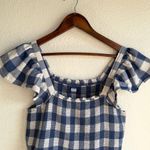 Old Navy  Womens Dress Blue White Gingham Plaid Flutter Sleeve Smocked Size Large Photo 2