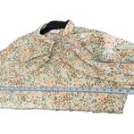 LC Lauren Conrad Long Sleeve Blouse with Flowers Orange, Green, and Shiny Gold L Photo 6