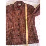 Orvis Red Tweed Jacket Womens Size XL  Blazer Car Coat Silk Blend Button Front Photo 5
