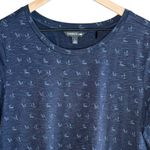 TOAD & CO Women's Large Windmere II Short Sleeve Dress Navy Butterfly Blue Photo 2