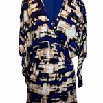 Parker Blouson Catalina Dress Stretch Drape Faux Wrap Watercolor Dolman Sleeve S Photo 0