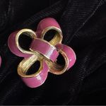 Vintage 80s Donald Stannard 3D Purple And Gold Bow Enamel Clip Photo 3