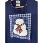 Jerzees Sweatshirt Snowman Applique Women Size Large Navy Blue Embroidered Photo 1