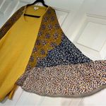 Umgee Floral Mixed Print Ruffled Bell Sleeve Waffle Knit Top Size Medium Yellow Photo 6