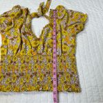 Floral Puff Sleeve Blouse Fall in Yellow and Brown Top Size M Photo 3