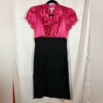 Speechless  Juniors Holiday Dress Hot Pink & Black V Front Satiny Type Sz 3 Photo 8