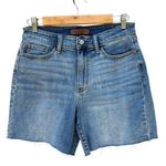 Judy Blue  High Waisted Raw Hem Denim Jean Shorts 5” Inseam Medium Wash Sz Large Photo 0