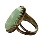 Stella & Dot  Retired Camilla Green Stone Gold Adjustable Ring Photo 7