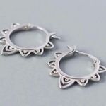 925 Silver Plated Hollow Flower Hoop Earrings for Women Photo 0