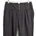 Sundance Amelia Linen Blend Pants Pinstripe High Waist Pleat Front Trousers 6 Black Photo 2