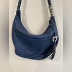 Brighton  Barbados Ziptop Hobo Bag Midnight Leather Braided Strap GUC Photo 1