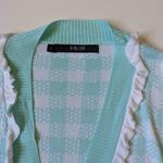 NEW Sibling London Sky Blue Ruffle Trim Checked Knitted Cardigan Sweater Large Photo 6
