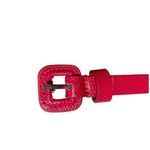 PINK SNAKESKIN EMBOSSED FAUX LEATHER FASHION BELT (XS) Photo 3
