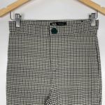 ZARA Womens Tartan Plaid Cream and Black High Rise Cropped Office Core Pants Med Photo 2
