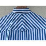 AYR The Deep End Blue White Striped Long Sleeve Button Down Shirt S Oversized Photo 5