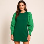 AREA STARS Green Puff Sleeve Crew Neck Mini Dress Size S Photo 9