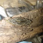 Antique Vintage Damascene Art Deco Gold Tone Silver Filigree Bar Brooch Pin FLAW Photo 15