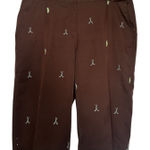 Coral Bay Size 18 Golf Brown Bermuda Shorts Embroidered Golf Club Print Pockets Photo 0