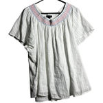 Lane Bryant  White Striped Smocked Neck Top Plus Size 22/24 Photo 0