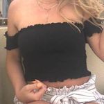 PacSun Black Off the Shoulder Crop Top Photo 0