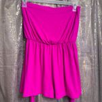 Susana Monaco  Vivid Neon Pink Strapless Blouson Shorts Romper Small NWT Photo 3