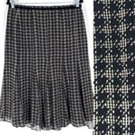 Anne Klein Vintage Y2K Silk Houndstooth Black Knee Length Skirt Size 10 Witchy Photo 1
