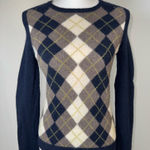 J.Crew  Lambswool Argyle Sweater Women’s Small Navy Tan Preppy Y2K Photo 0