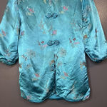 Vintage Great Lion Jacket Womens XS Teal Silk Embroidered Mandarin Hong Kong 60s Blue Photo 1